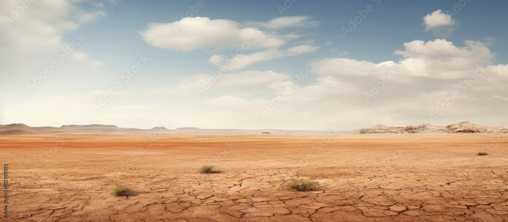 Obraz premium A barren expanse of arid ground with no vegetation resembling a vast desert Copy space image