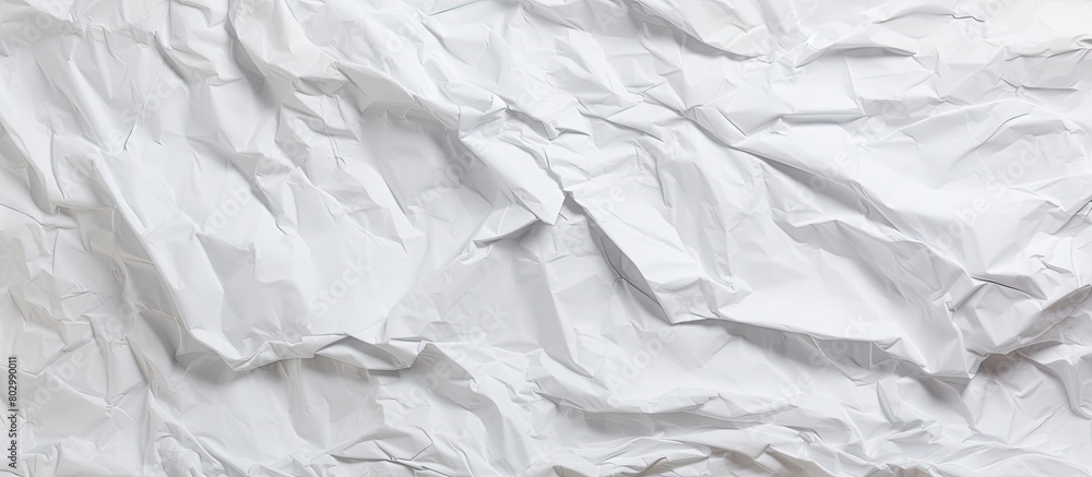 Obraz premium A crumpled and creased paper poster texture serves as a blank white copy space image for backgrounds