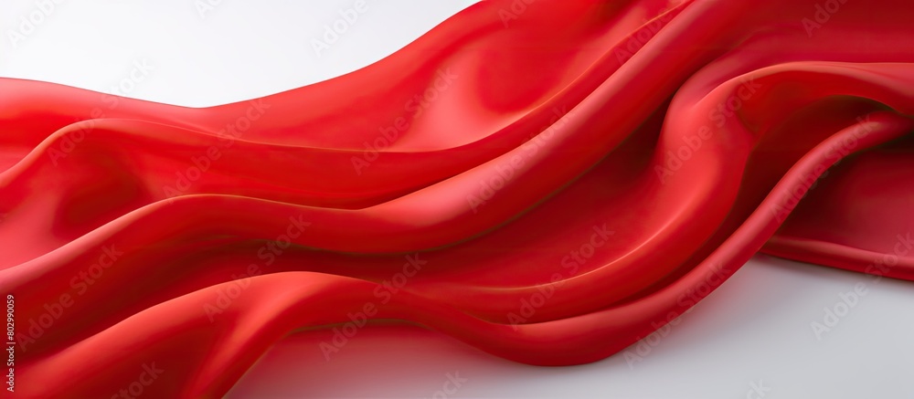 Obraz premium A closeup copy space image of a vibrant red fabric against a clean white backdrop