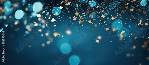 A festive blue background w...