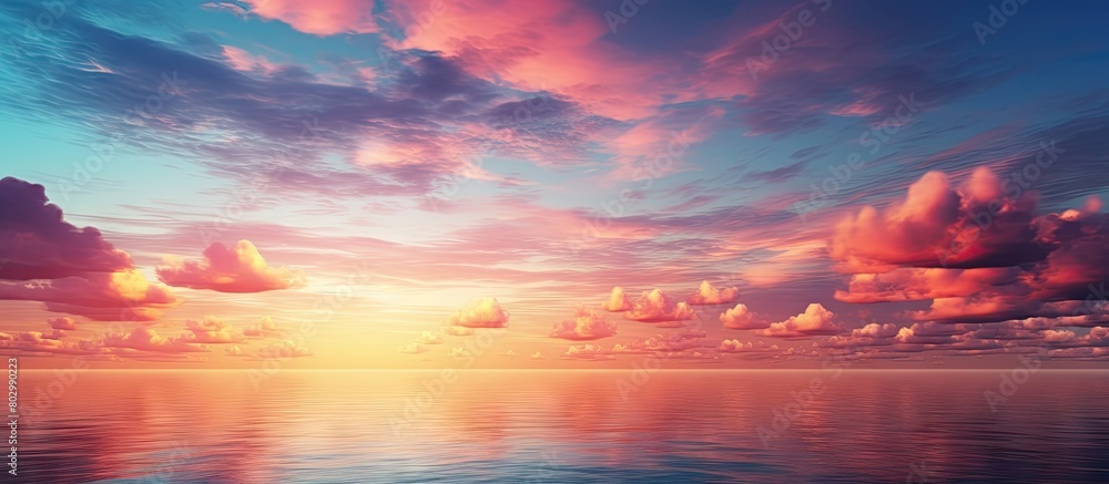 A beautiful sunset with a colorful sky and a serene view perfect for a copy space image