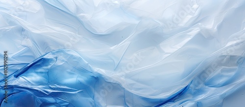 A copy space image with an abstract background pattern texture made from plastic bags emphasizing the concept of avoiding plastic bags to save the world and protect the earth