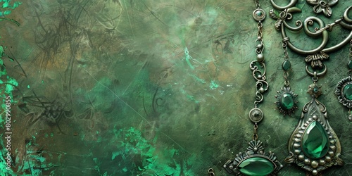 The background is completely mix Green and Silver with no texture and the Jewelry is in the right hand side