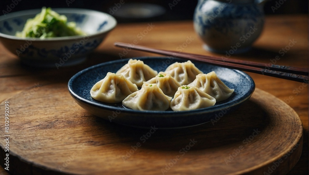 A plate of chicken dumplings A plate of chicken dumplings