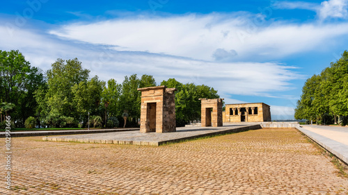 Esplanade that houses the Egyptian Temple of Debod, a gift from Egypt to the city of Madrid, Spain. photo