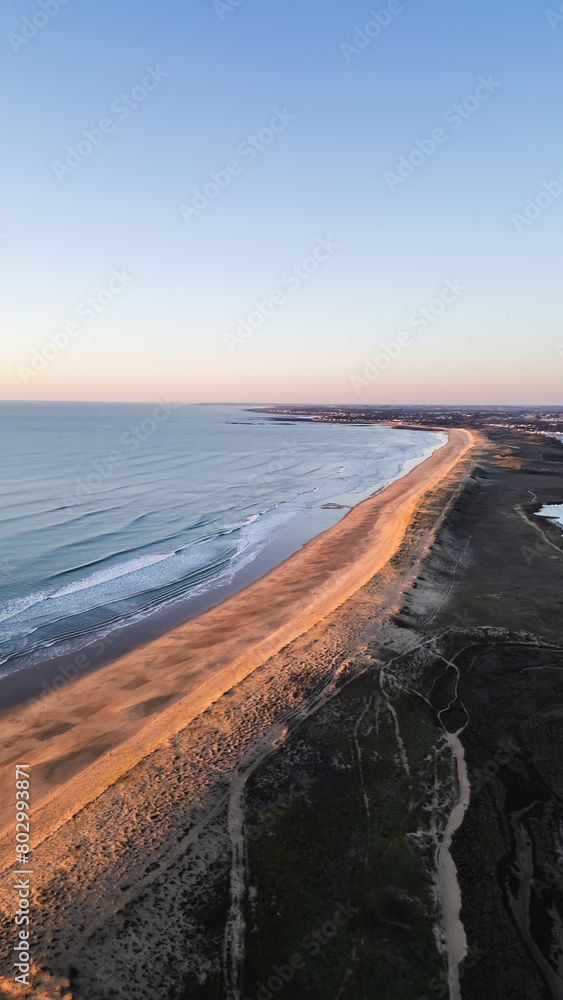 La Gachere beach in Brem sur Mer, Vendee, France