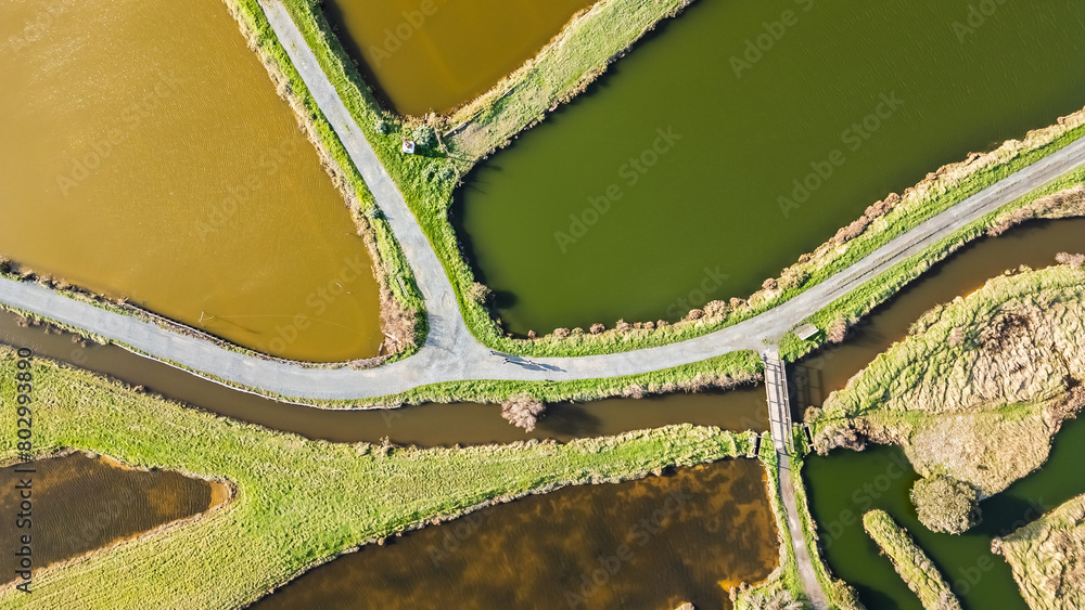 drone view of the salt marshes of Ile d Olonne, Vendee, France