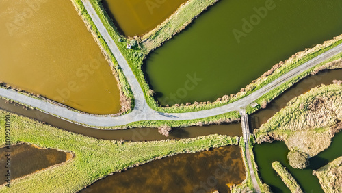 Obraz na płótnie drone view of the salt marshes of Ile d Olonne, Vendee, France w salonie