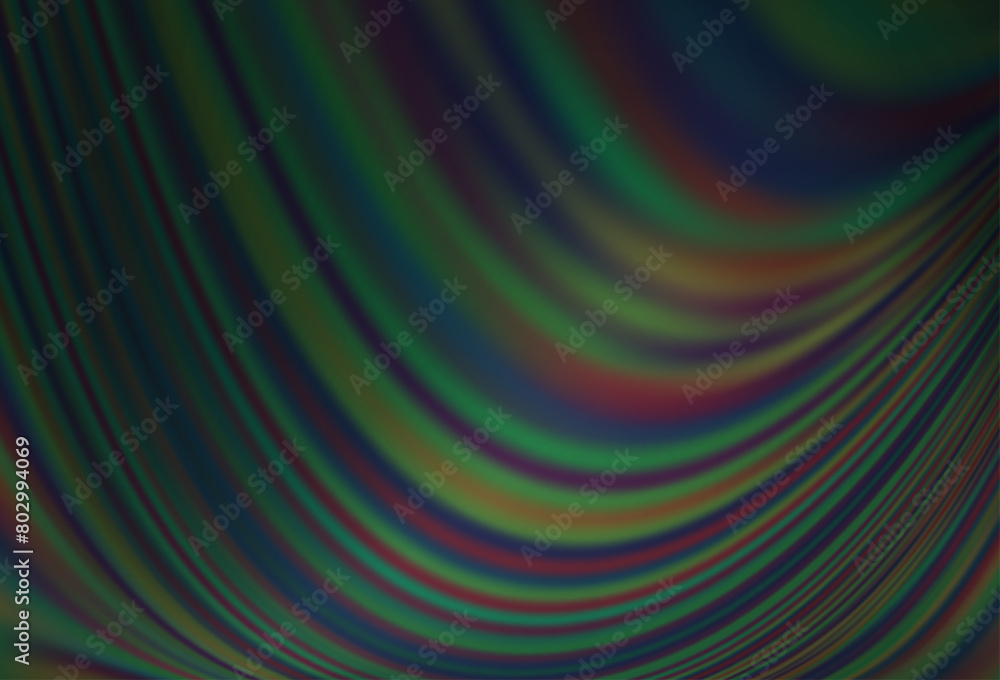 Fototapeta premium Dark Green vector pattern with curved circles.