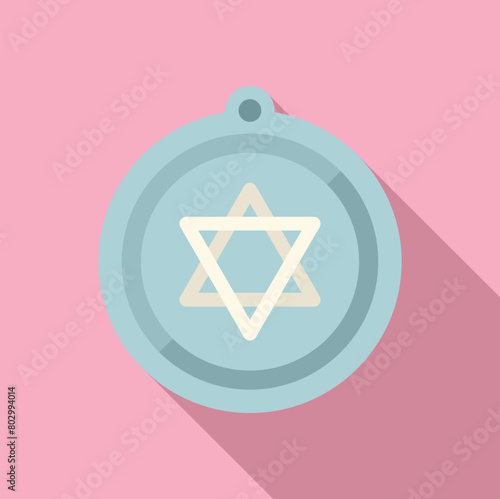 David star medallion icon flat vector. Judaism blessed star. Pendant sacred
