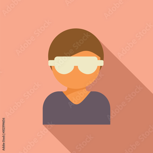 Person with sleeping mask make spiritual practice icon flat vector. Sitting pose. Relax guy