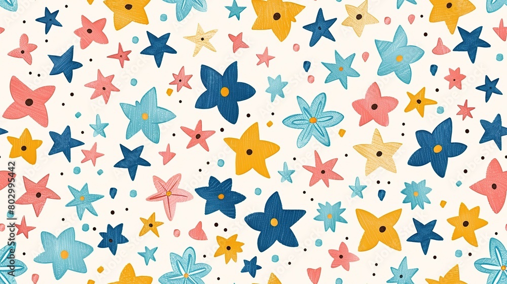 cute celestial sky elements seamless pattern nursery design cartoon style illustration with grungy texture, Generative Ai cute celestial sky elements seamless pattern nursery design cartoon style illustration with grungy texture, Generative Ai
