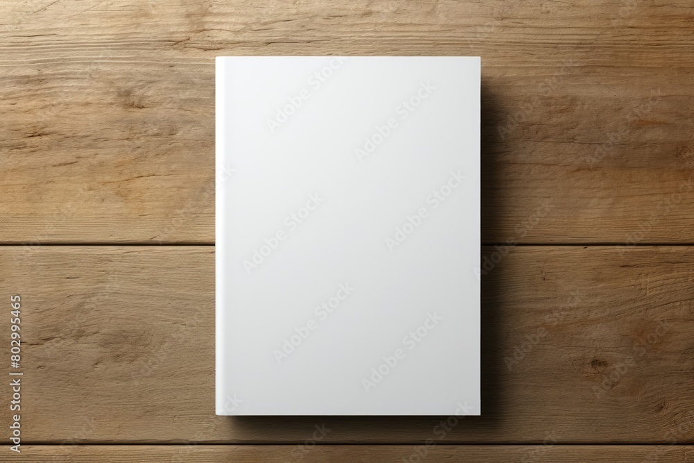 Minimalist Blank Notebook on Wooden Surface Minimalist Blank Notebook on Wooden Surface