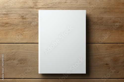 Minimalist Blank Notebook on Wooden Surface