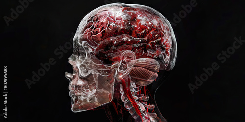 Epidural Hematoma: The Head Injury and Altered Mental Status - Imagine a person with highlighted bleeding between the skull and the outermost layer of the brain, experiencing a head injury and altered photo