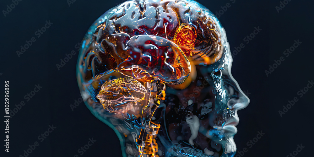 Subacute Sclerosing Panencephalitis (SSPE): The Cognitive Decline and Seizures - Imagine a person with highlighted brain areas showing effects of measles virus Subacute Sclerosing Panencephalitis (SSPE): The Cognitive Decline and Seizures - Imagine a person with highlighted brain areas showing effects of measles virus