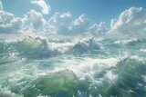 Highresolution stormy sea with dynamic water simulations, enhanced realism