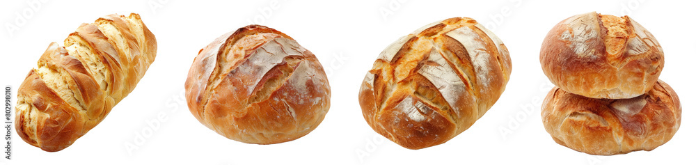 Fresh hot bread. transparent background, png set