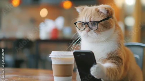 Obraz cat and coffee at cafe