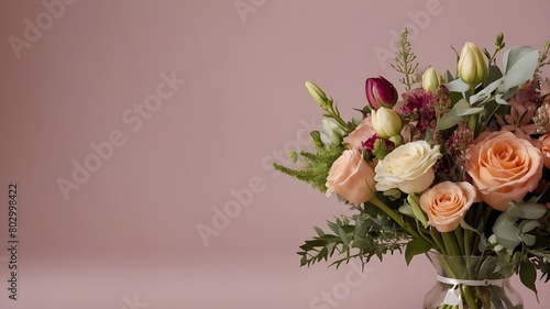 Pink Roses in a Glass Vase A Beautiful Bouquet for Weddings and Birthdays, A Bouquet of Red and Pink Roses Floral Decorations for Romantic Occasions, Blooming Roses A Floral Vase with Isolated Blossom