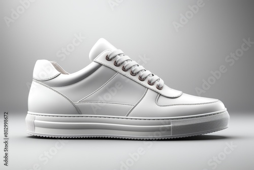 White sport shoes on white background