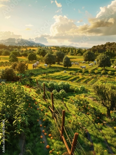 Flourishing Permaculture Landscape:A Self-Sustaining Harmony of Nature,Agriculture,and Productivity
