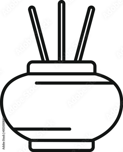 Smoking sticks in vase icon outline vector. Zen aromatic. Therapy relaxation