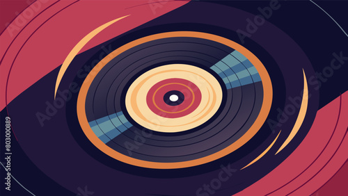 The intoxicating swirl of a vinyl record takes center stage in this freeze frame inviting the viewer to get lost in the rhythm. Vector illustration photo