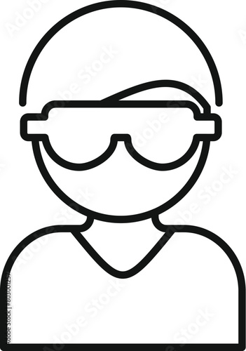 Person with sleeping mask make spiritual practice icon outline vector. Sitting pose. Relax guy