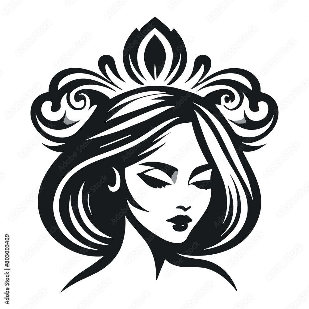 Beauty feminine woman queen logo vector illustration Beauty feminine woman queen logo vector illustration
