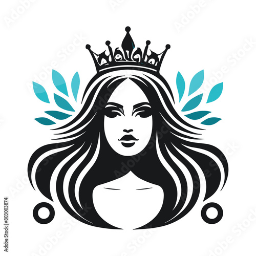 Beauty feminine woman queen logo vector illustration