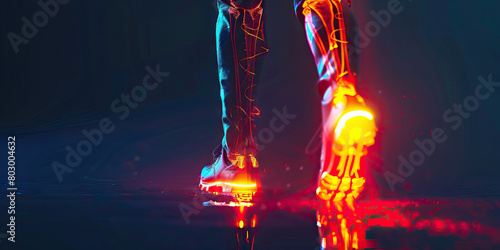 Hereditary Spastic Paraplegia: The Muscle Spasticity and Gait Disturbances - Imagine a person with highlighted spinal cord showing hereditary spastic paraplegia, experiencing muscle spasticity