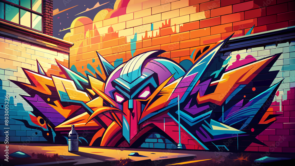 Fototapeta premium Vibrant Street Art Mural with Abstract Graffiti Design