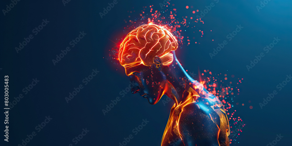 Neuro-Behçet's Disease: The Brain Inflammation and Neurological Symptoms - Picture a person with highlighted brain showing effects of Behçet's disease, experiencing brain inflammation