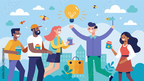The buzz of excitement and possibility in the air as people discover hidden treasures and make new connections while swapping at the community event.. Vector illustration