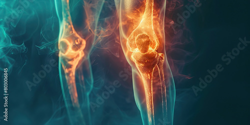 Femur Fracture: The Thigh Pain and Swelling - Visualize a person with a highlighted femur bone, experiencing severe thigh pain and swelling photo