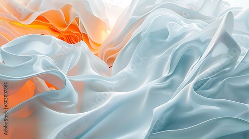 Data Visualization Waves: Organic Shapes in Muted Colorscapes, Light Blue and Orange Theme photo