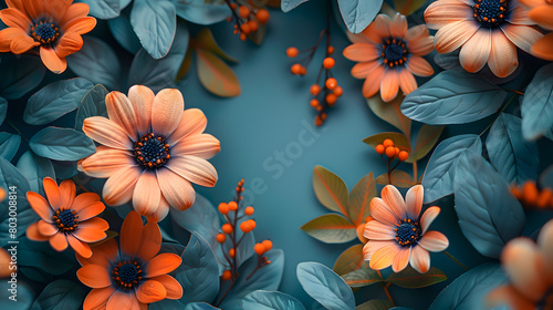 Nature's Masterpiece - Realistic Flower Arrangement with Orange and Teal Accents