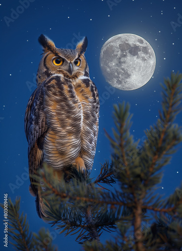 owl in the night sky