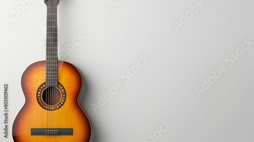 Classic acoustic guitar on a white background with copy space photo