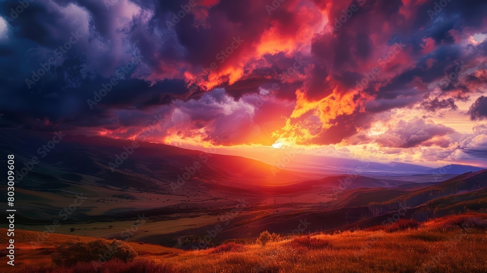 A beautiful sunset over a mountain range A beautiful sunset over a mountain range