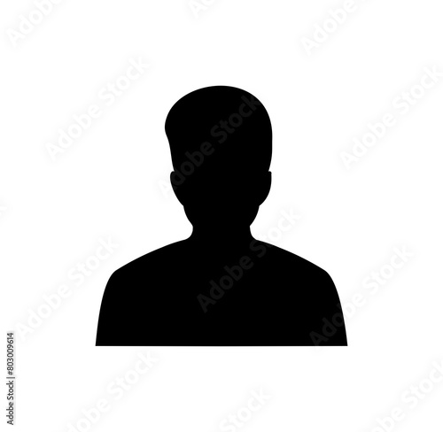 Man person silhouette a user icon. Profile picture, portrait symbol. User member illustration on transparent png background. 	