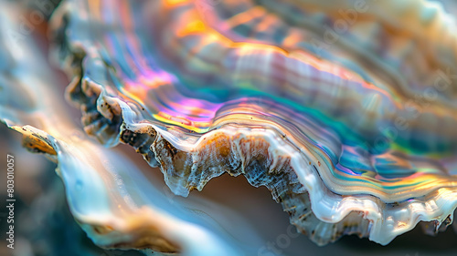 Close-up of a colorful iridescent shell.
