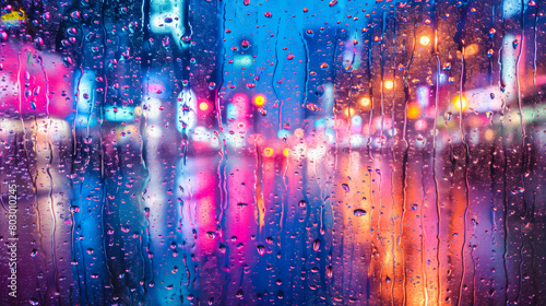 A rain shower transforms a city street into a canvas of reflected neon lights