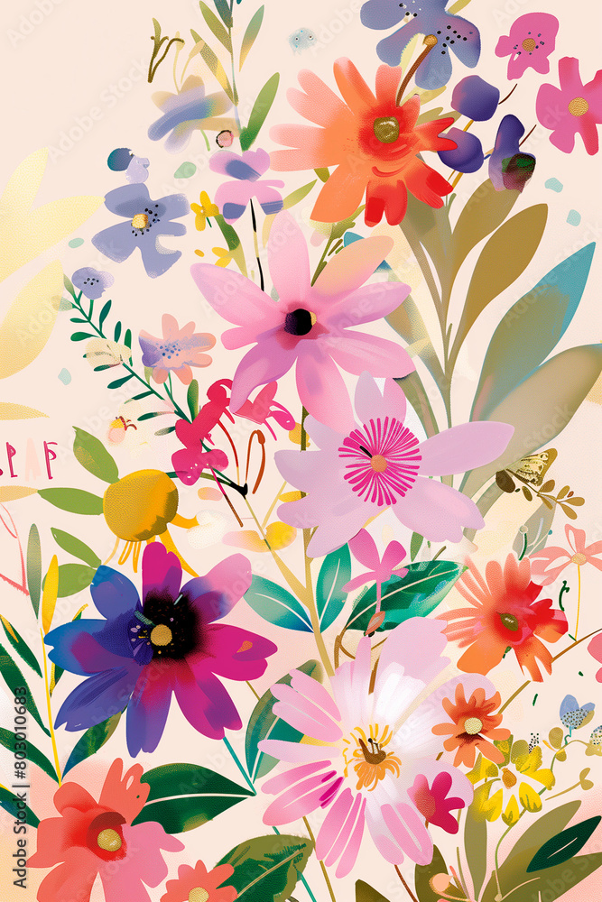 exquisite card with beautiful flowers. Illustration for greeting cards. perfect for the celebration.