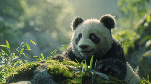 Baby panda in its habitat