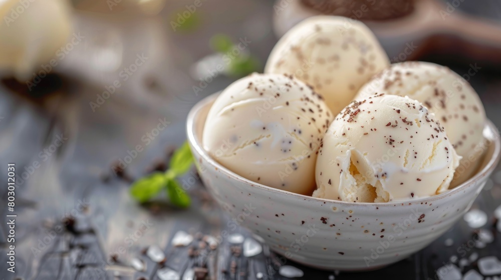 delicious scoops of vanilla ice cream in a bowl