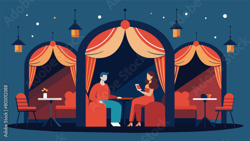 The cozy booths and intimate seating arrangements allowed for an upclose and personal experience with the performers making the night even more Vector illustration