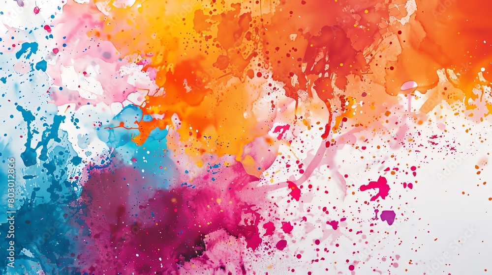 Bring to life the playfulness of a splatterpainted abstract background with splashes of colorWater color,  hand drawing