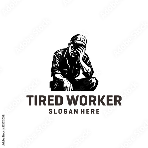 Tired worker logo vector illustration © Wagiman Studio